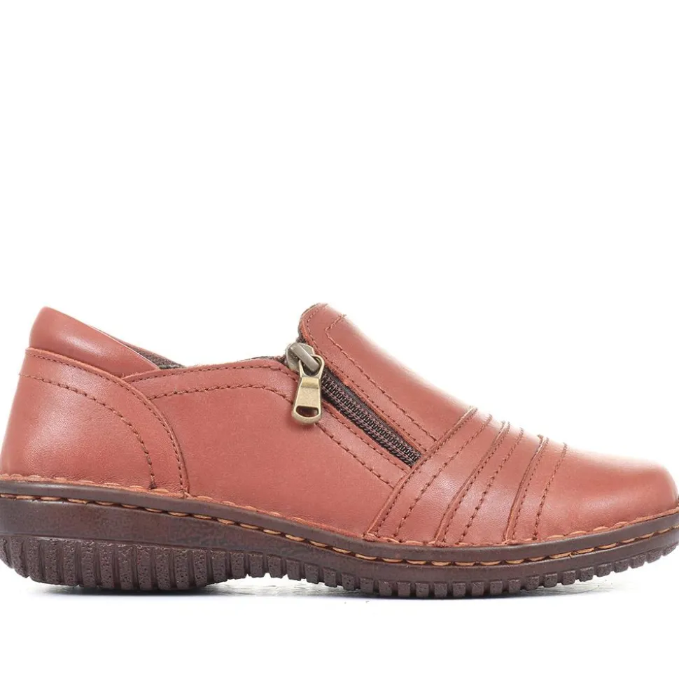 Leather Slip On Shoes for Women - Tan