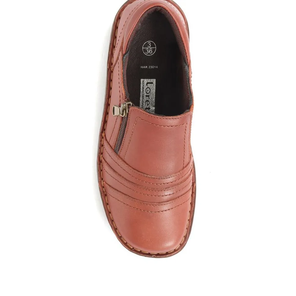 Leather Slip On Shoes for Women - Tan