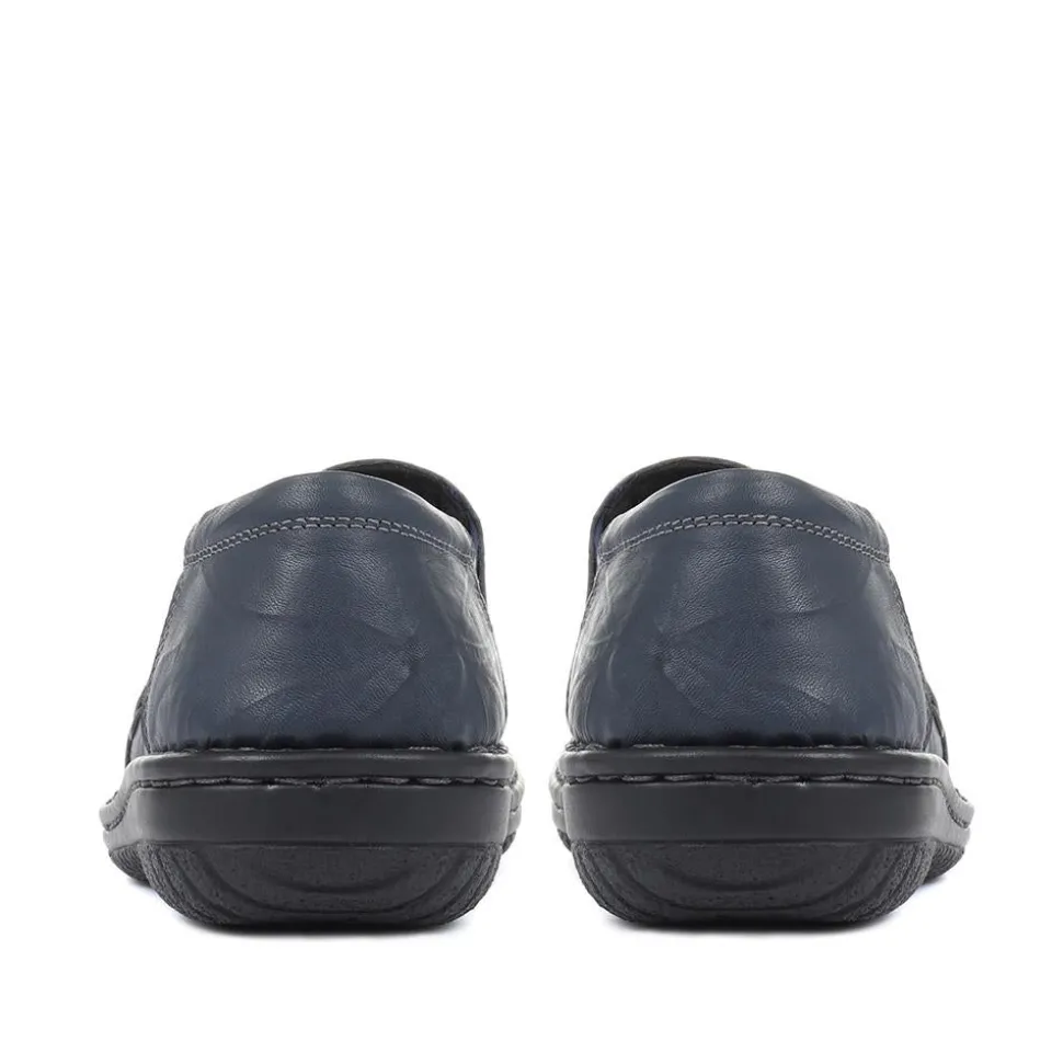 Leather Slip On Shoes - Navy