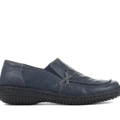 Leather Slip On Shoes - Navy