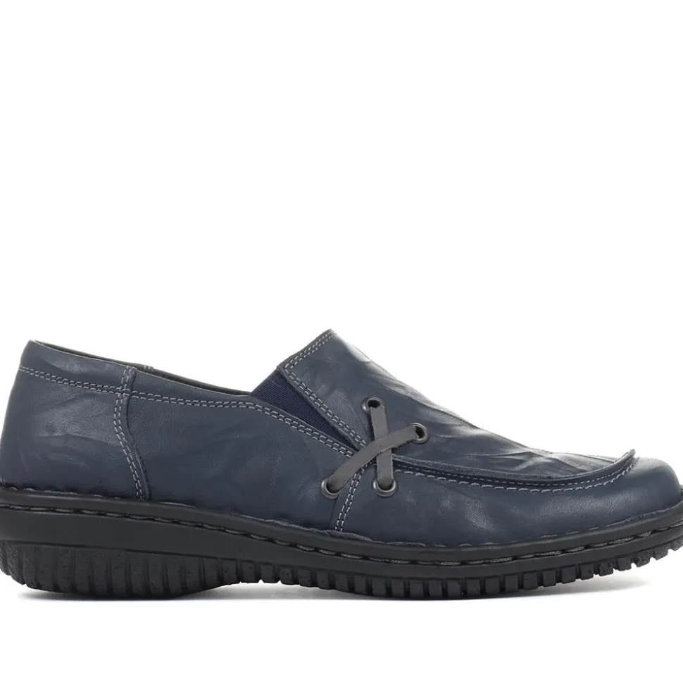 Leather Slip On Shoes - Navy