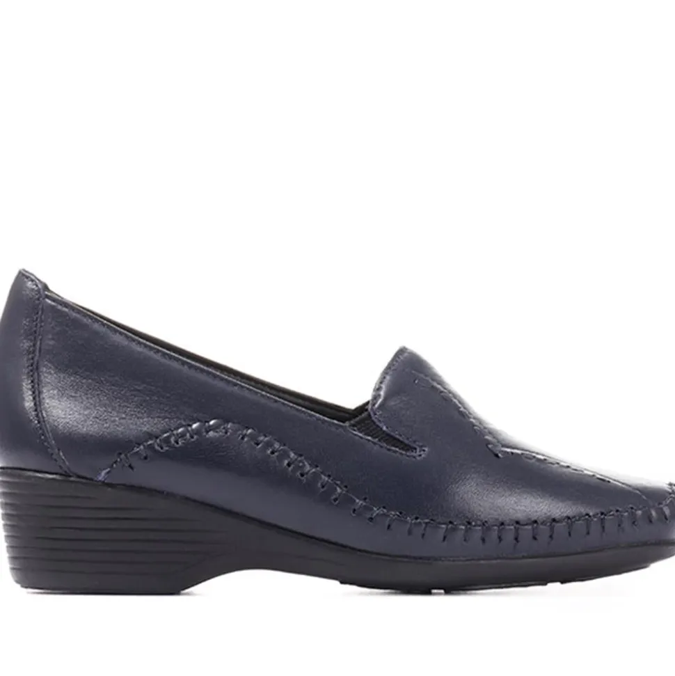 Leather Slip On Shoes - Navy