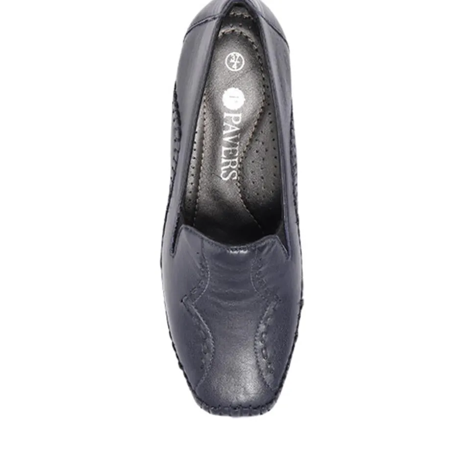 Leather Slip On Shoes - Navy