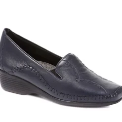 Leather Slip On Shoes - Navy