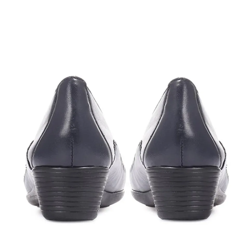 Leather Slip On Shoes - Navy