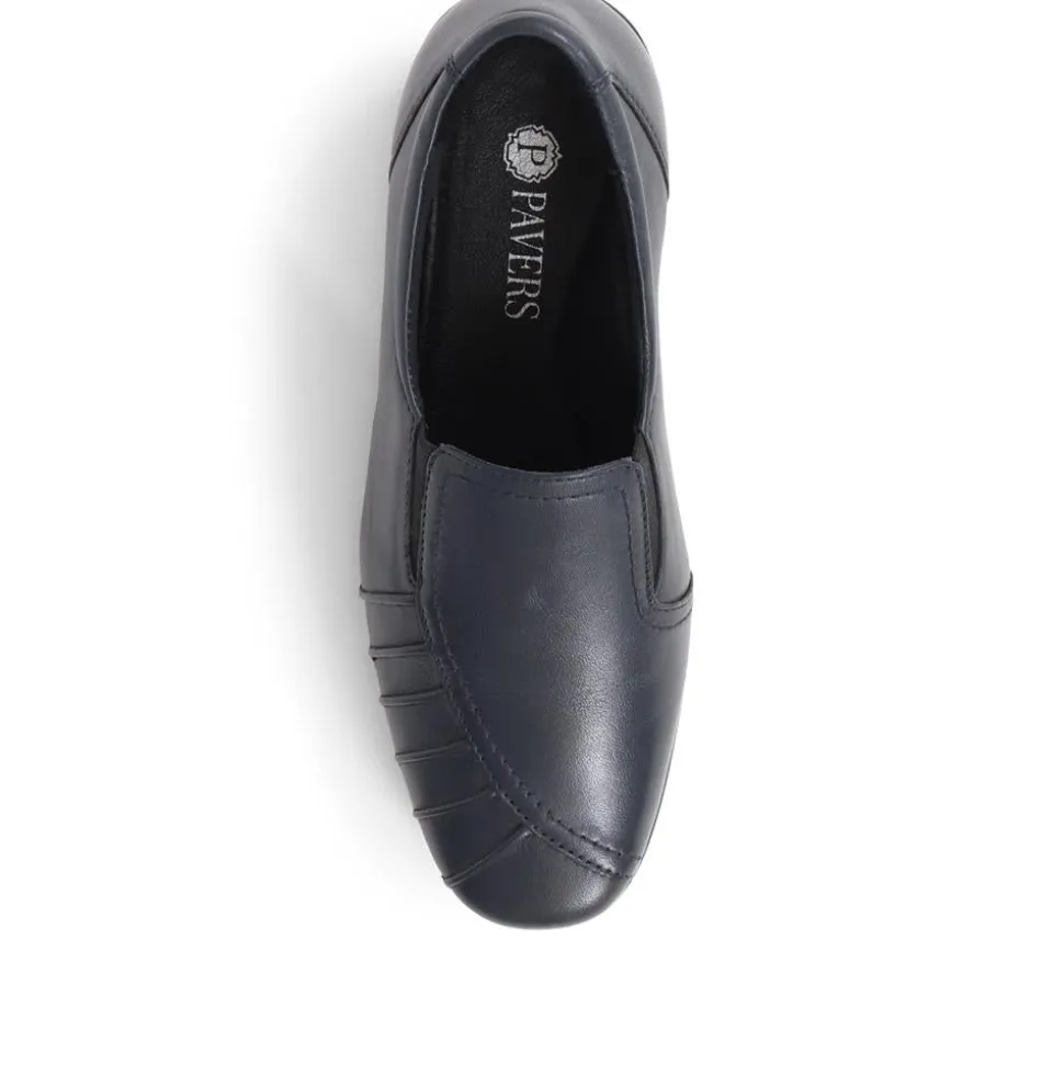 Leather Slip On Shoes - Navy