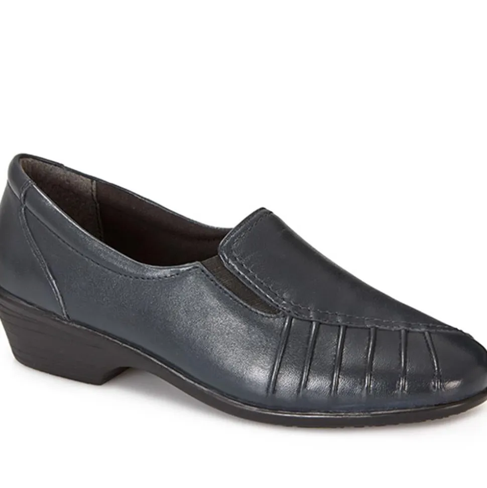 Leather Slip On Shoes - Navy