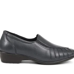 Leather Slip On Shoes - Navy