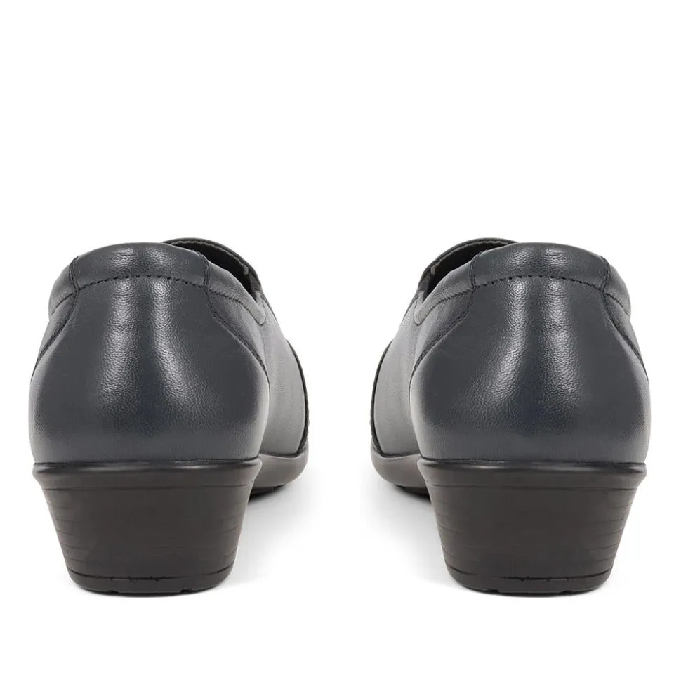 Leather Slip On Shoes - Navy