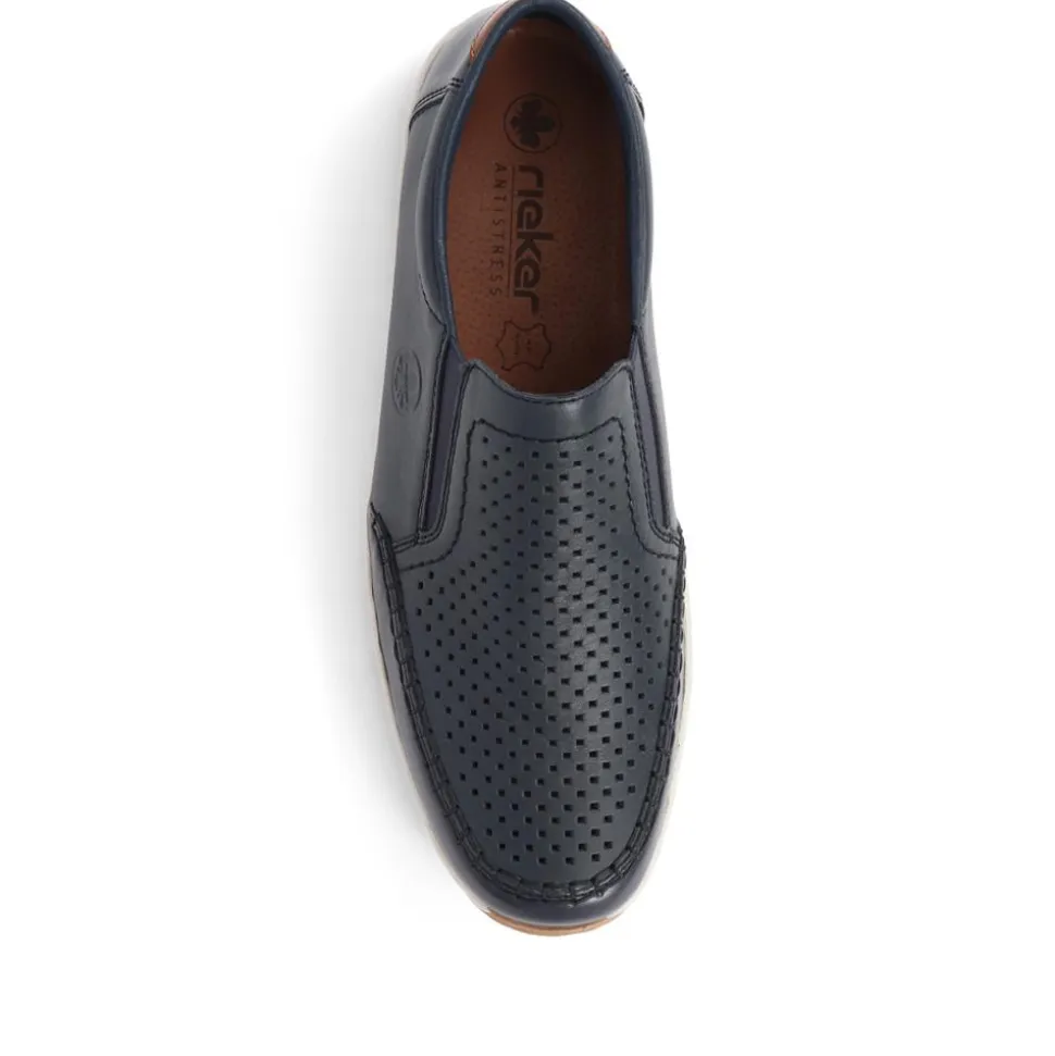 Leather Slip-On Shoes - Navy
