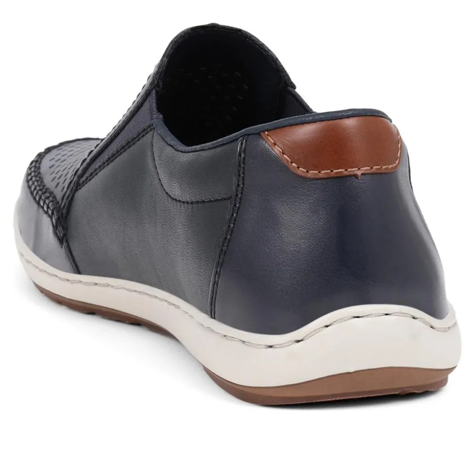 Leather Slip-On Shoes - Navy