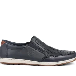 Leather Slip-On Shoes - Navy