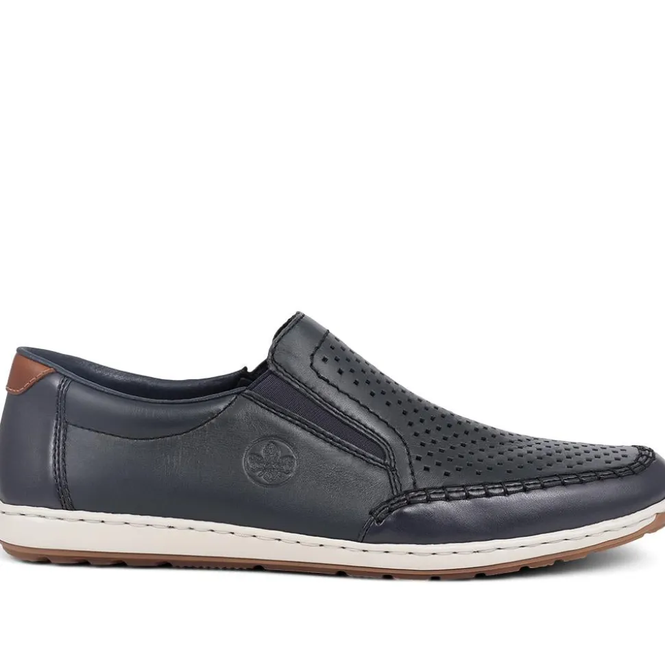 Leather Slip-On Shoes - Navy