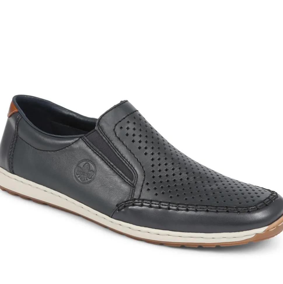 Leather Slip-On Shoes - Navy