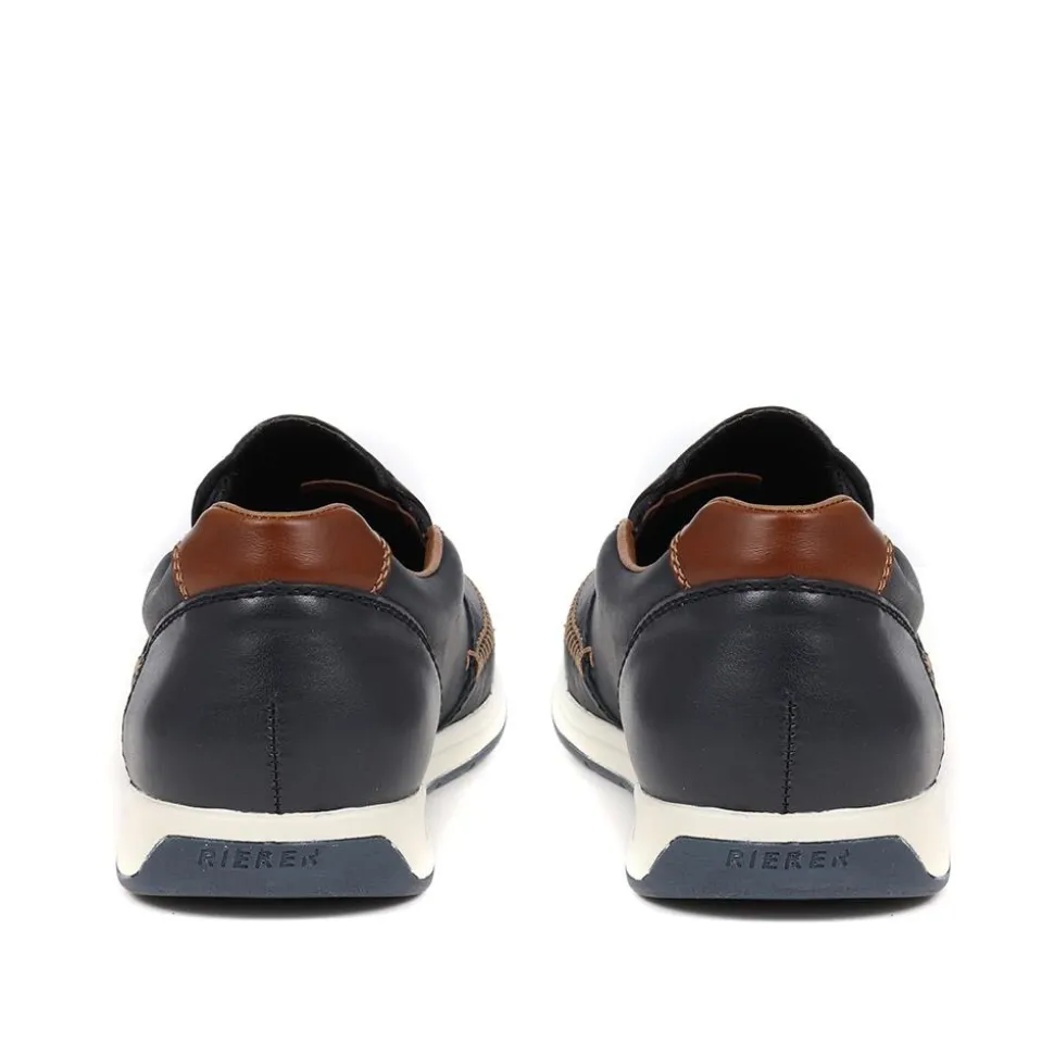 Leather Slip-On Shoes - Navy