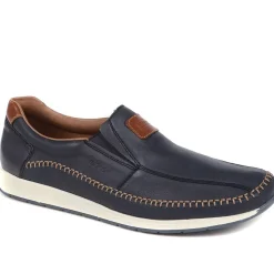 Leather Slip-On Shoes - Navy