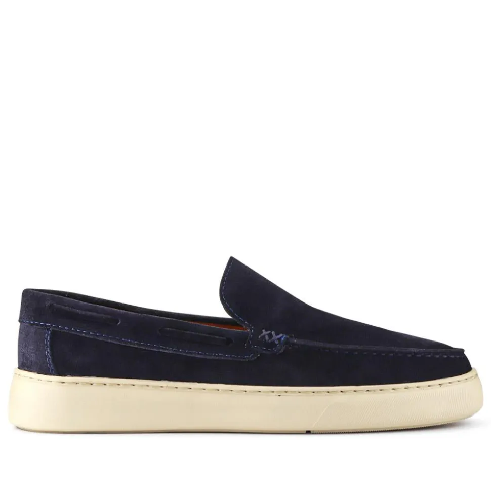 Leather Slip-On Shoes - Navy