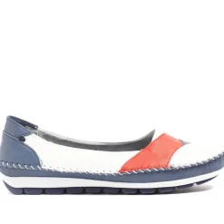 Leather Slip-On Shoes - Navy-Red-White