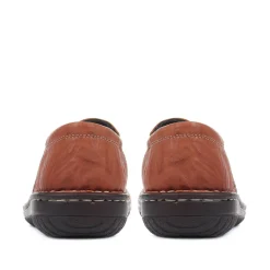 Leather Slip On Shoes - Tan