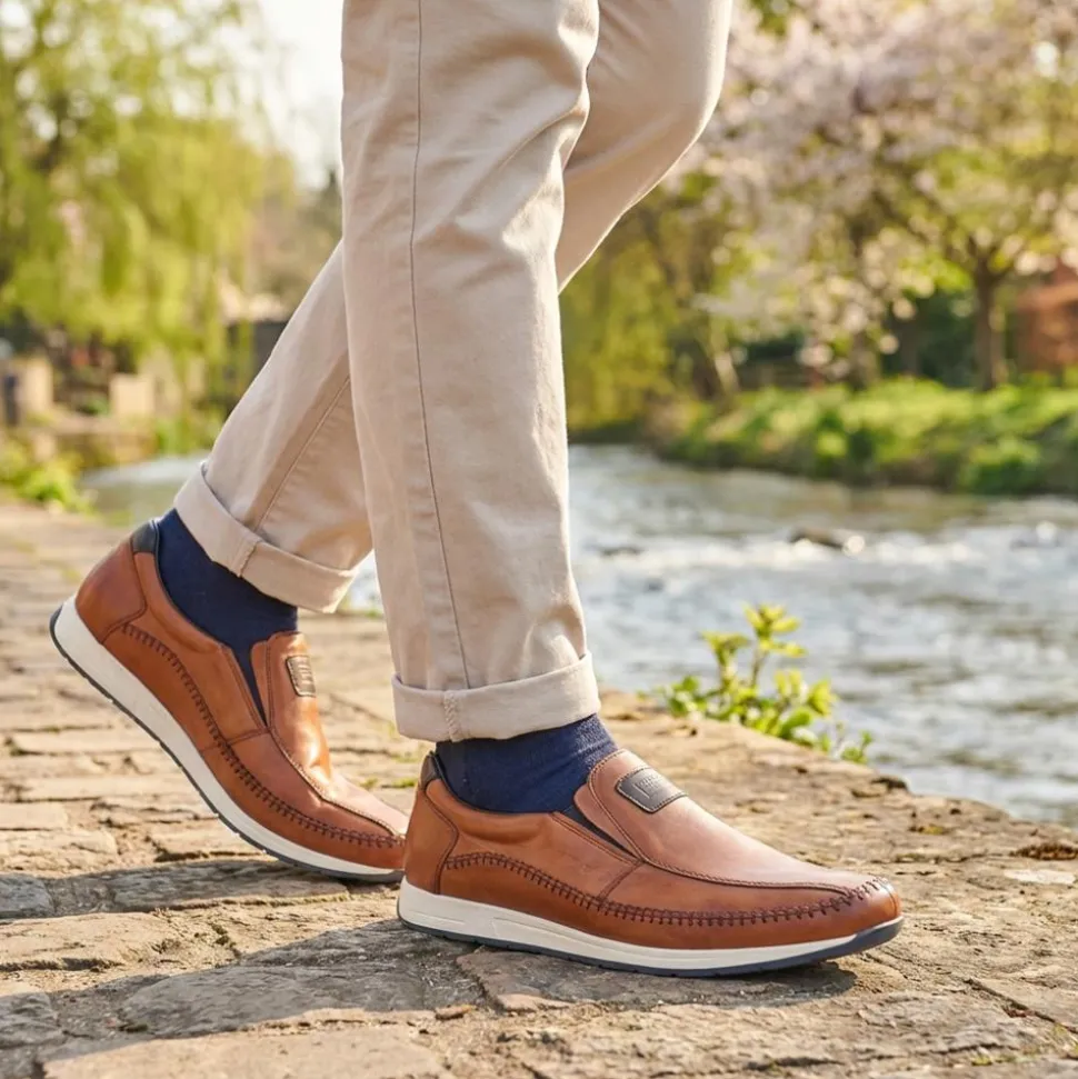 Leather Slip-On Shoes - Tan