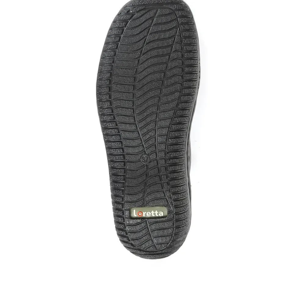 Leather Slip On Shoe with Elastic Loop - Black