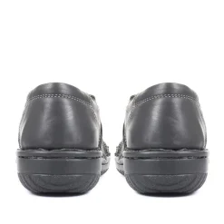 Leather Slip On Shoe with Elastic Loop - Black