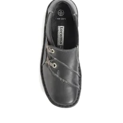 Leather Slip On Shoe with Elastic Loop - Black