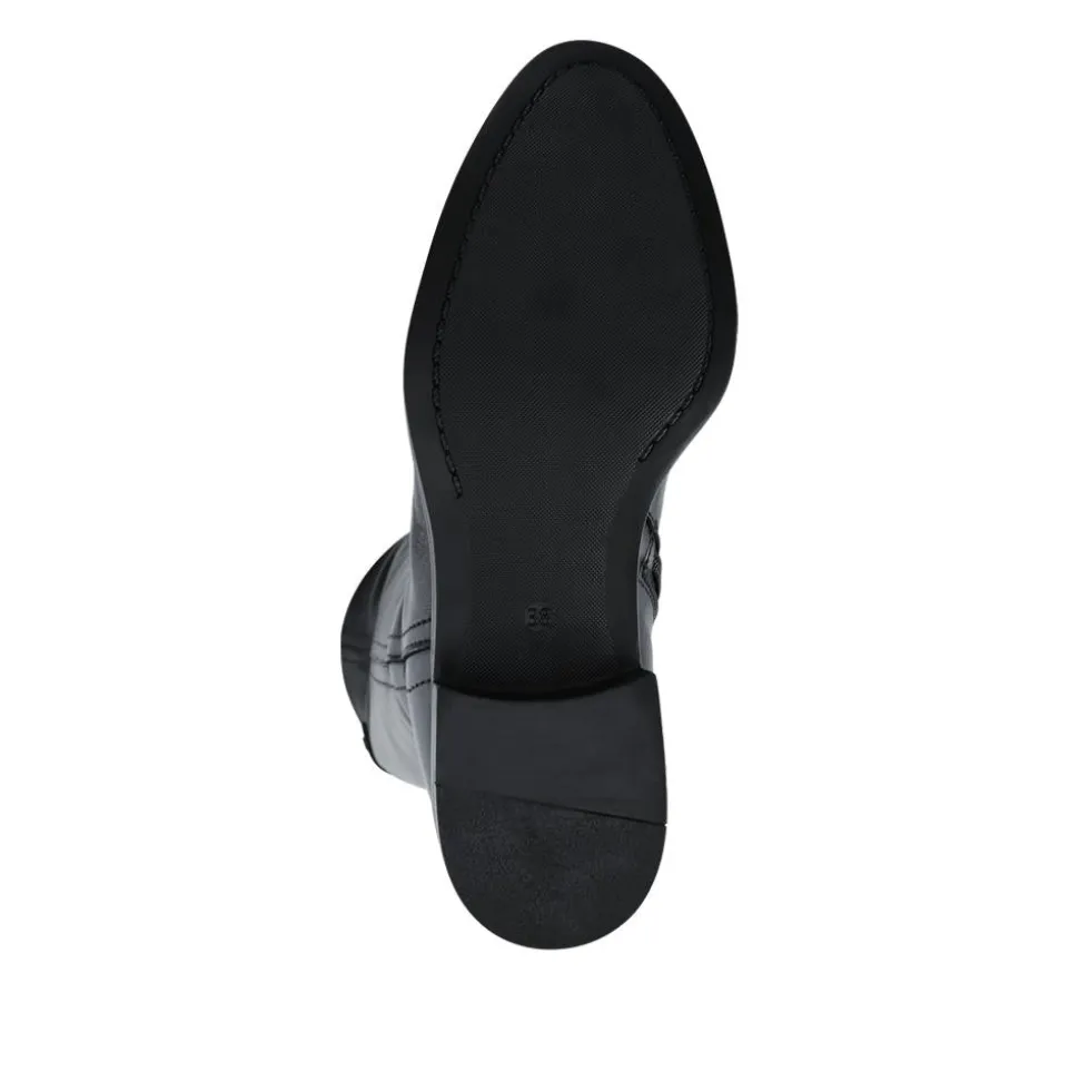 Leather Standard Calf Fit Long Boots - Black