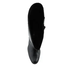 Leather Standard Calf Fit Long Boots - Black