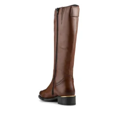 Leather Standard Calf Fit Long Boots - Dark Tan