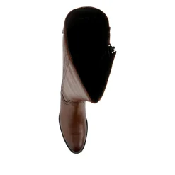 Leather Standard Calf Fit Long Boots - Dark Tan