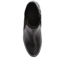 Leather Stitched Ankle Boots - Black