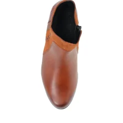 Leather Stitched Ankle Boots - Tan