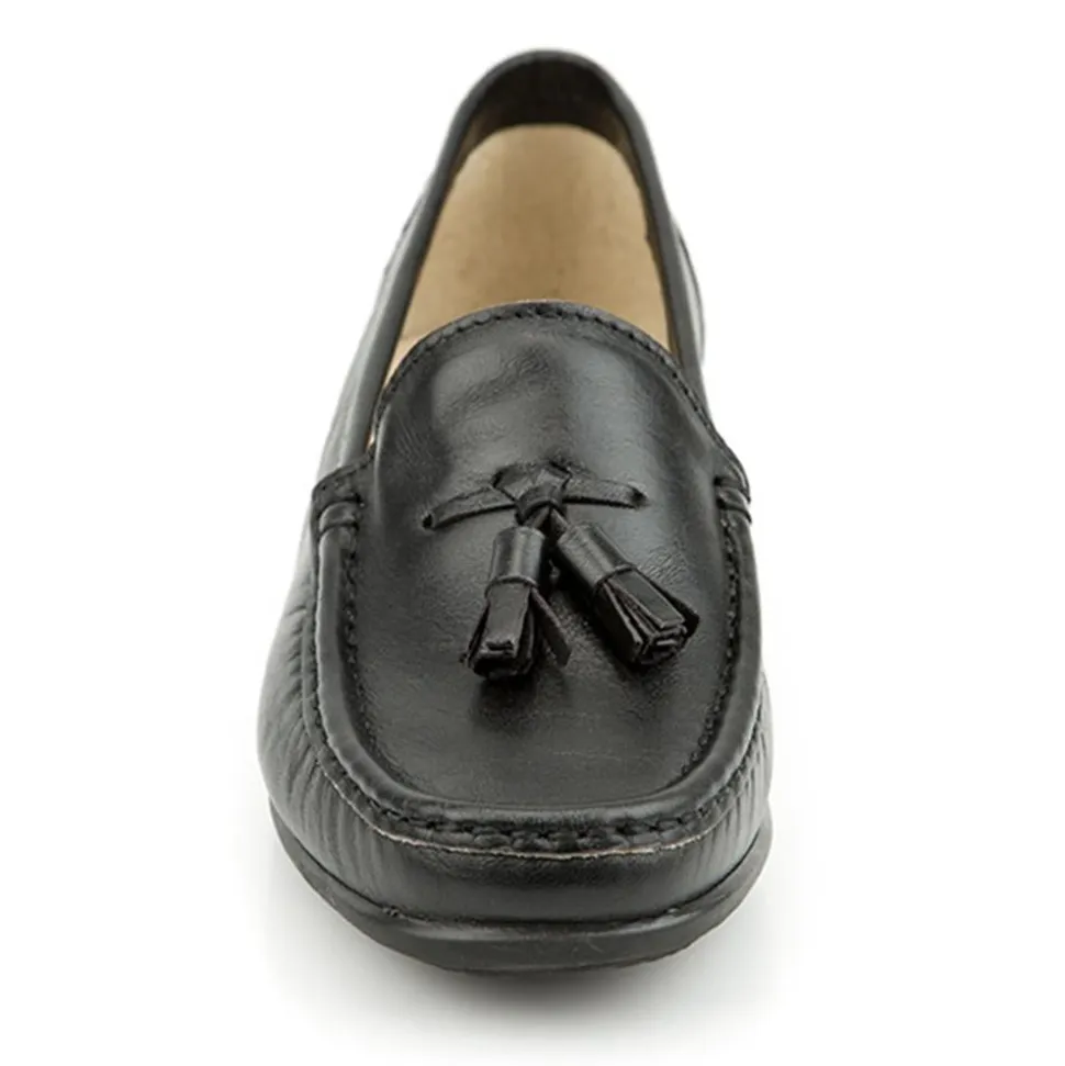 Leather Tassel Loafers - Black