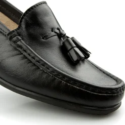 Leather Tassel Loafers - Black