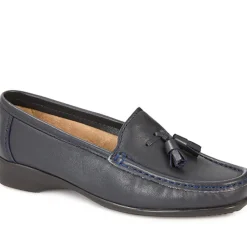 Leather Tassel Loafers - Navy