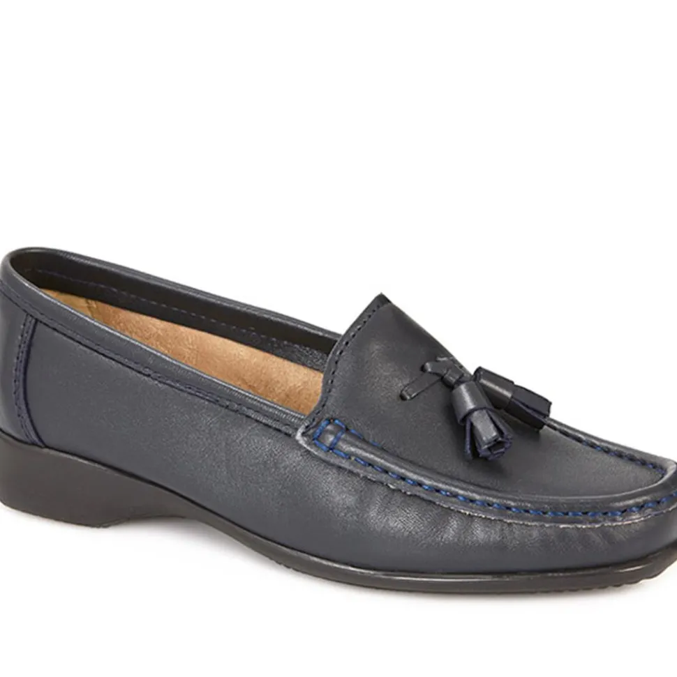 Leather Tassel Loafers - Navy