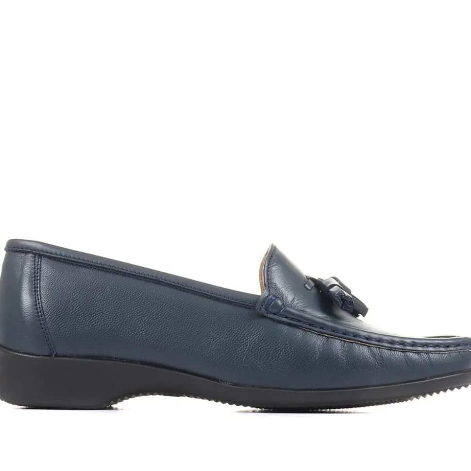 Leather Tassel Loafers - Navy
