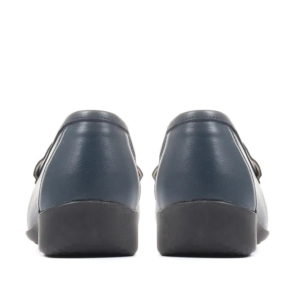 Leather Tassel Loafers - Navy