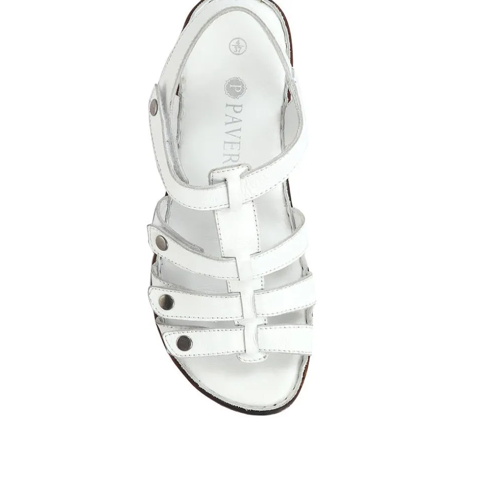 Leather T-Bar Sandals - White