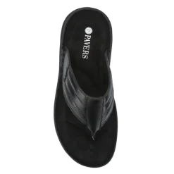 Leather Toe Post Sandals - Black