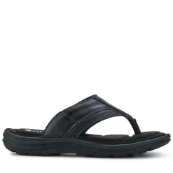 Leather Toe Post Sandals - Black