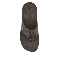 Leather Toe Post Sandals - Black