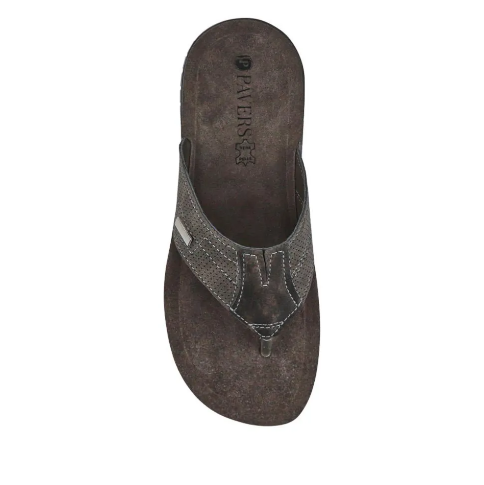 Leather Toe Post Sandals - Black