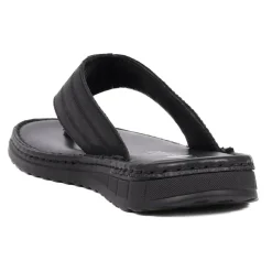 Leather Toe-Post Sandals - Black
