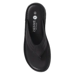 Leather Toe-Post Sandals - Black
