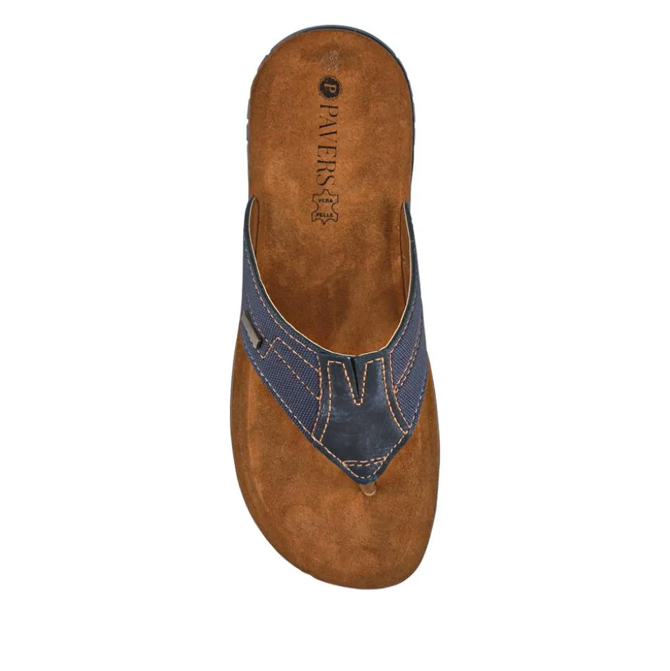 Leather Toe Post Sandals - Blue