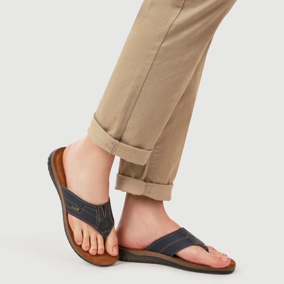 Leather Toe Post Sandals - Blue