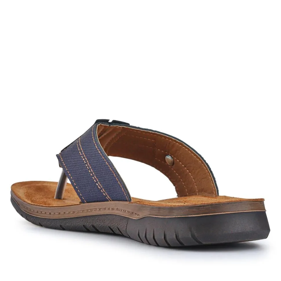 Leather Toe Post Sandals - Blue