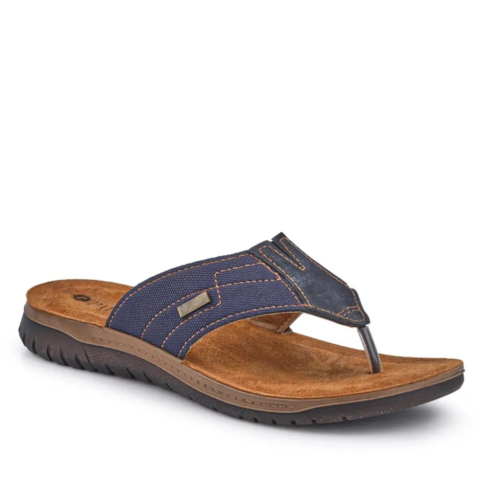 Leather Toe Post Sandals - Blue